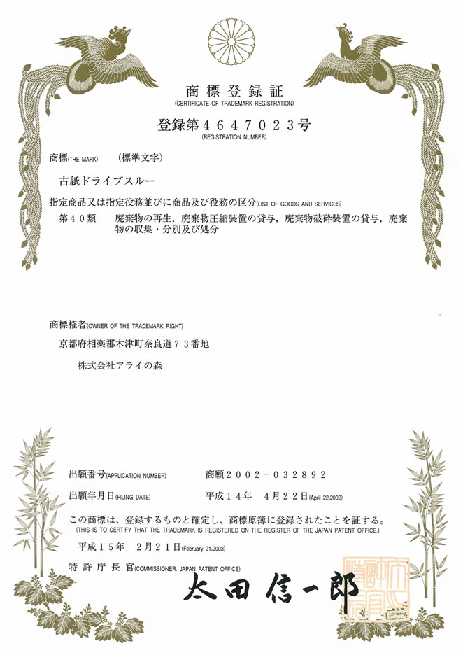 商標登録証
